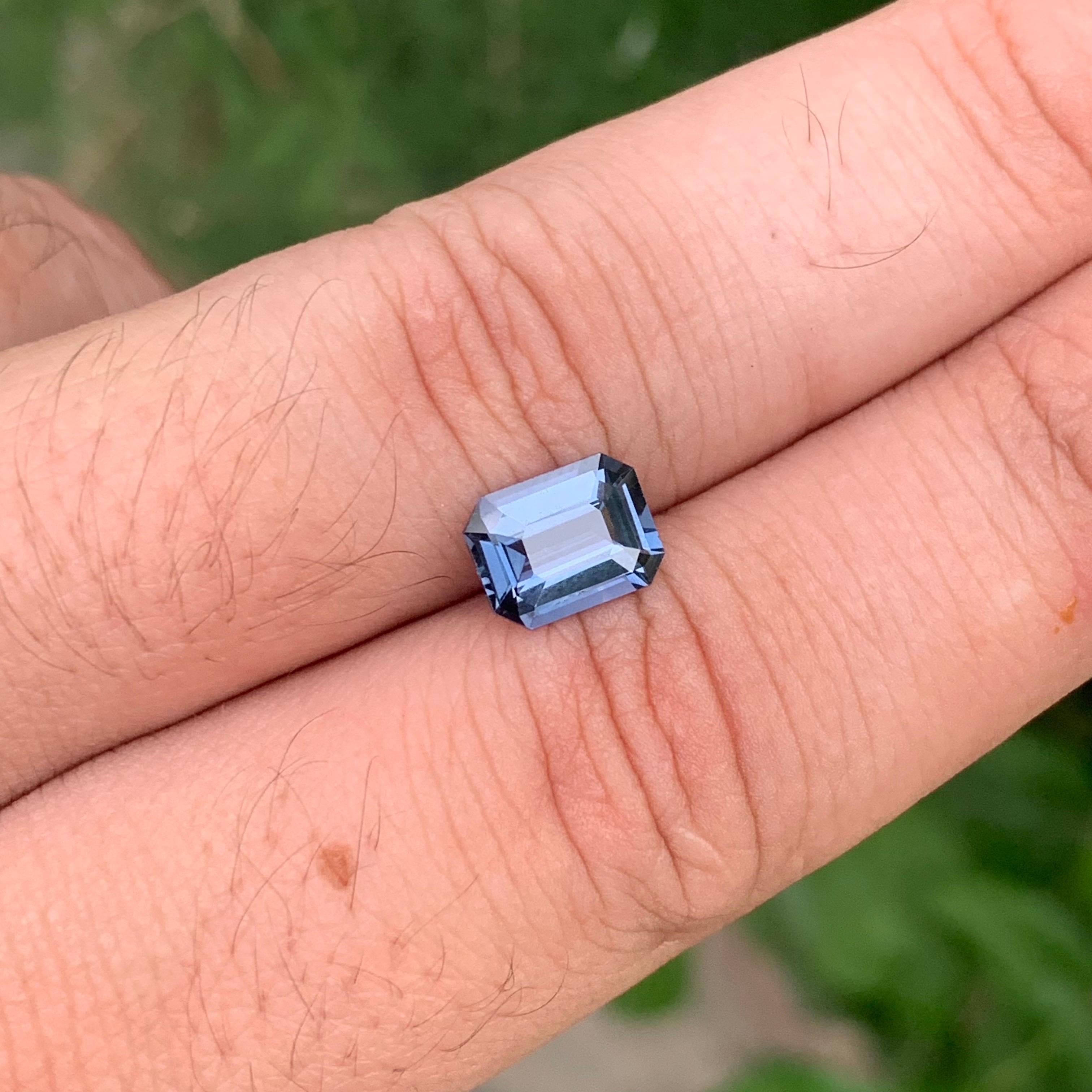 Emerald Cut 1.95 Carat Natural Loose Greyish Purple Spinel Emerald Shape Gemstone For Sale