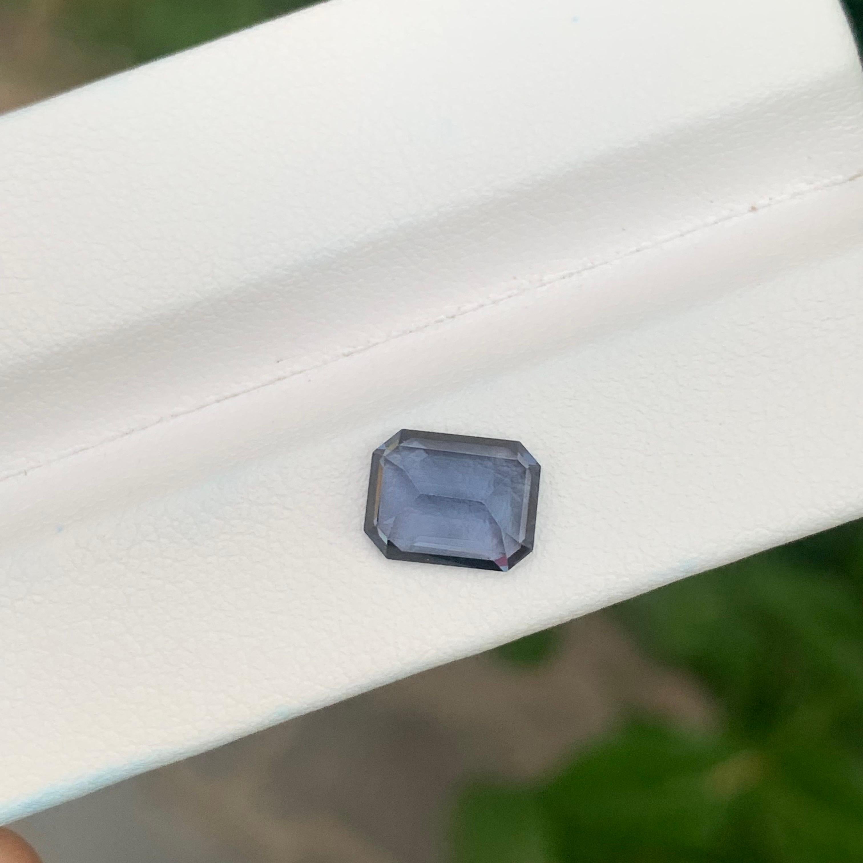 1.95 Carat Natural Loose Greyish Purple Spinel Emerald Shape Gemstone For Sale 1
