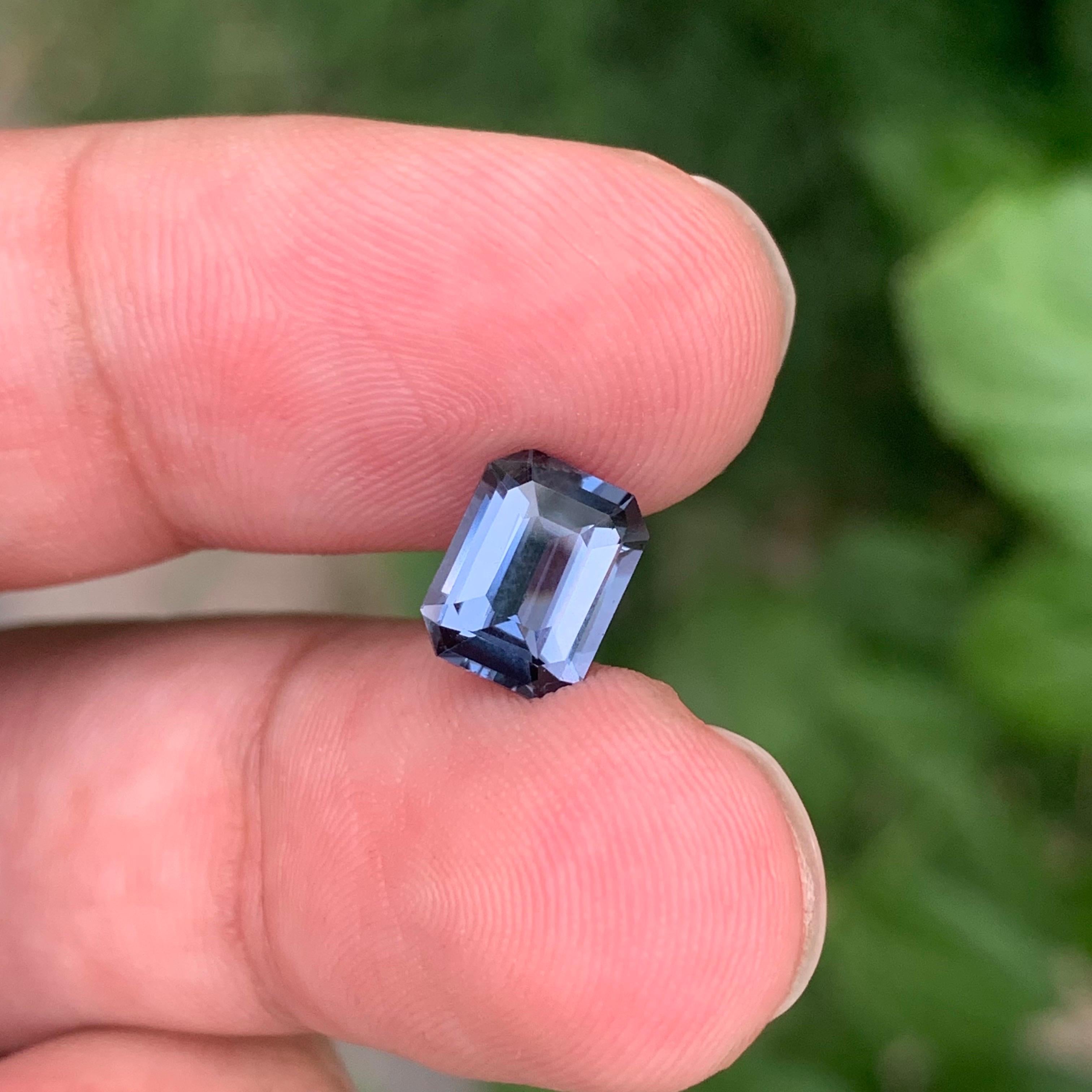 1.95 Carat Natural Loose Greyish Purple Spinel Emerald Shape Gemstone For Sale 2