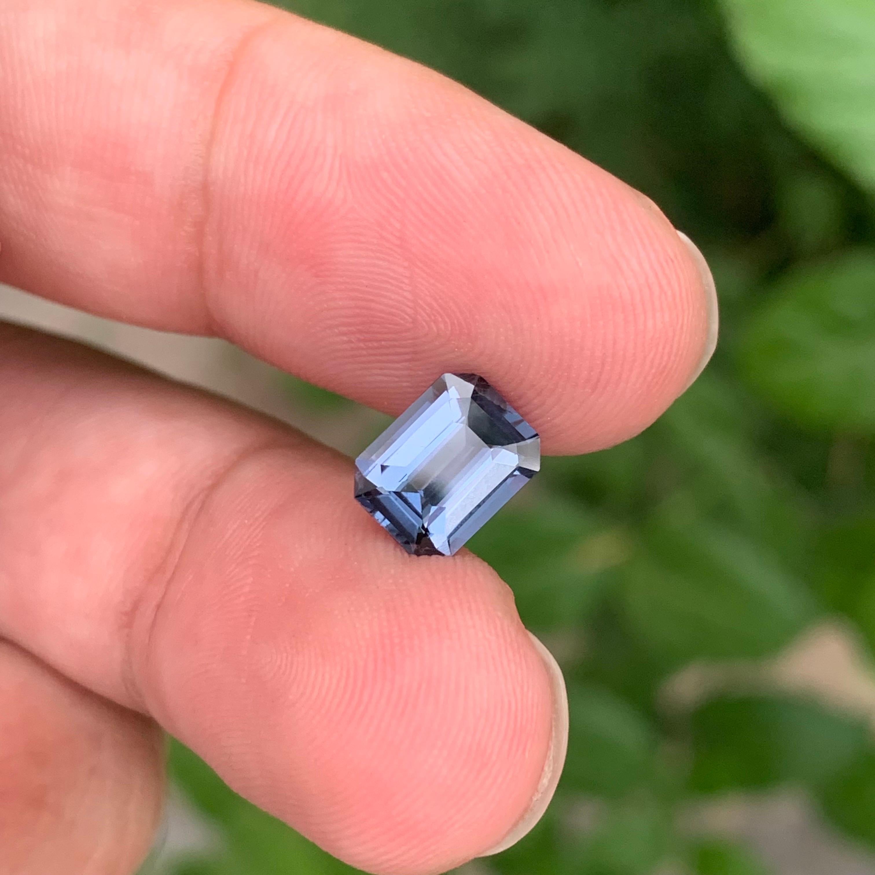 1.95 Carat Natural Loose Greyish Purple Spinel Emerald Shape Gemstone For Sale 3