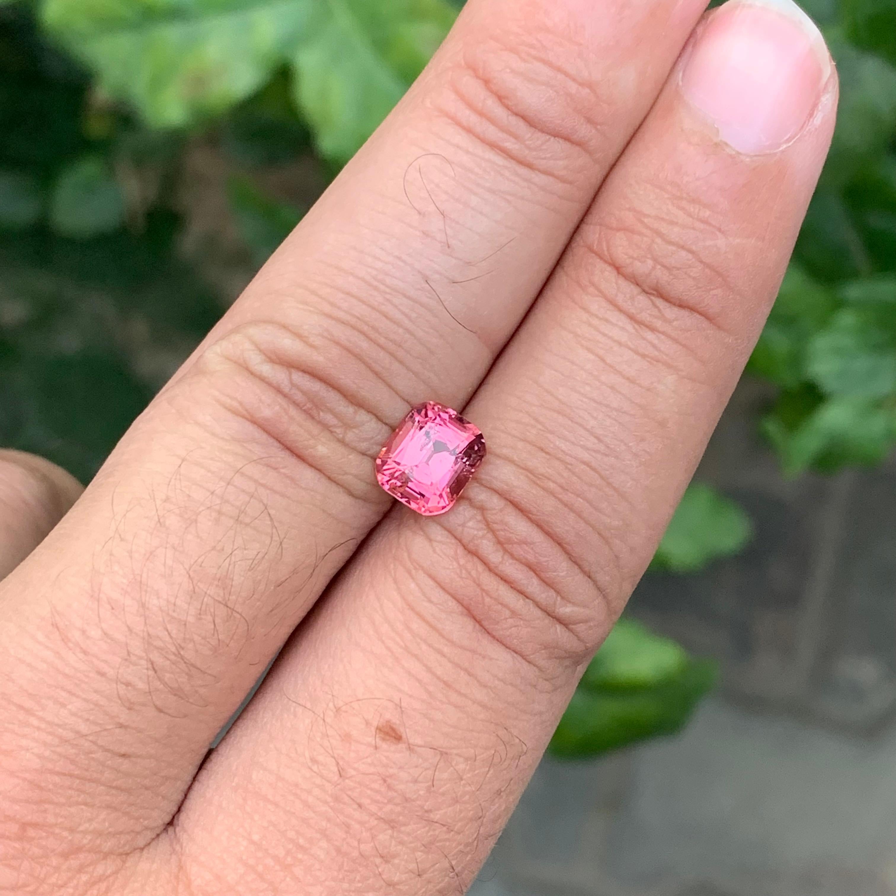 1.95 Carat Natural Loose Hot Pink Tourmaline Cushion Shape Gem For Sale 5