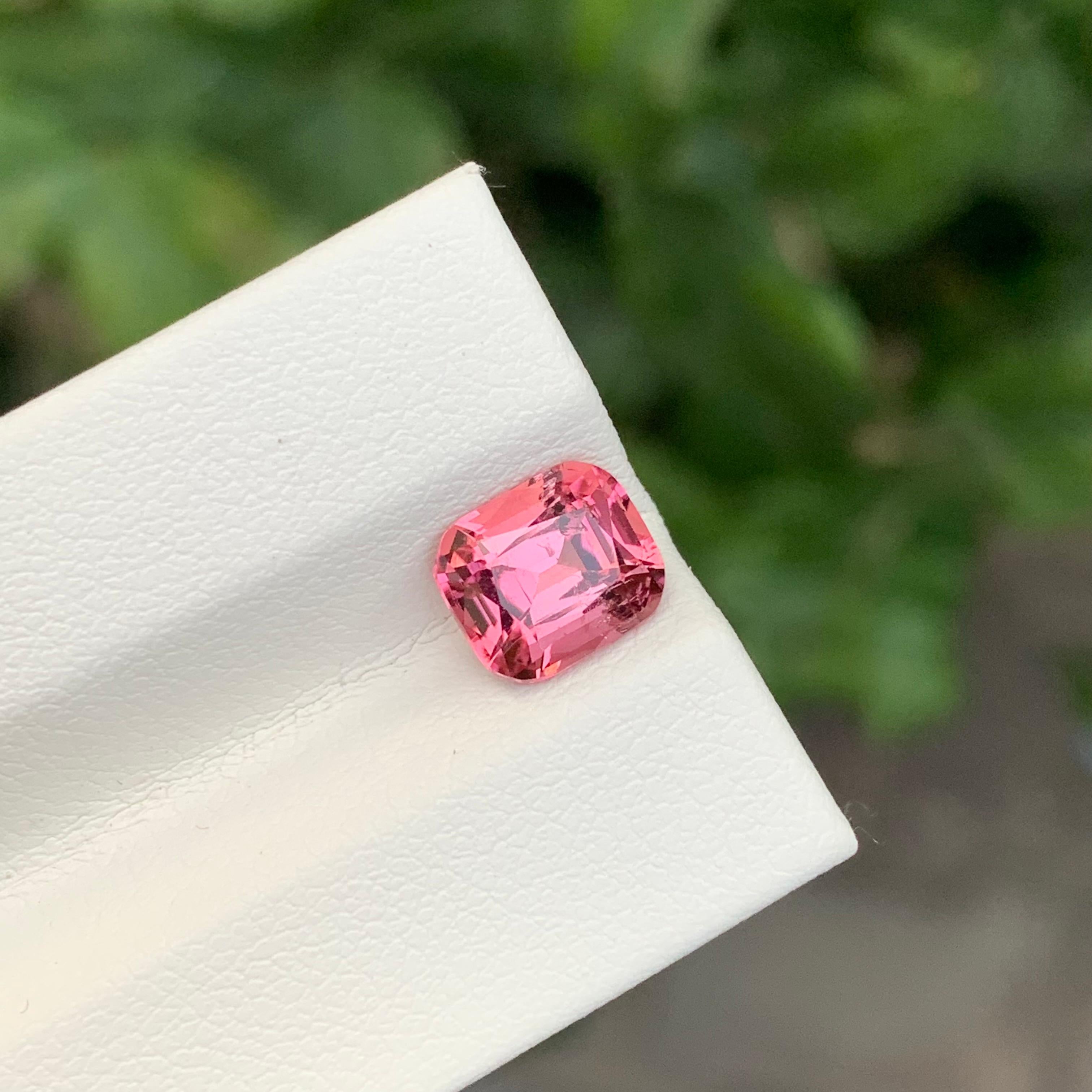 Arts and Crafts 1.95 Carat Natural Loose Hot Pink Tourmaline Cushion Shape Gem For Sale