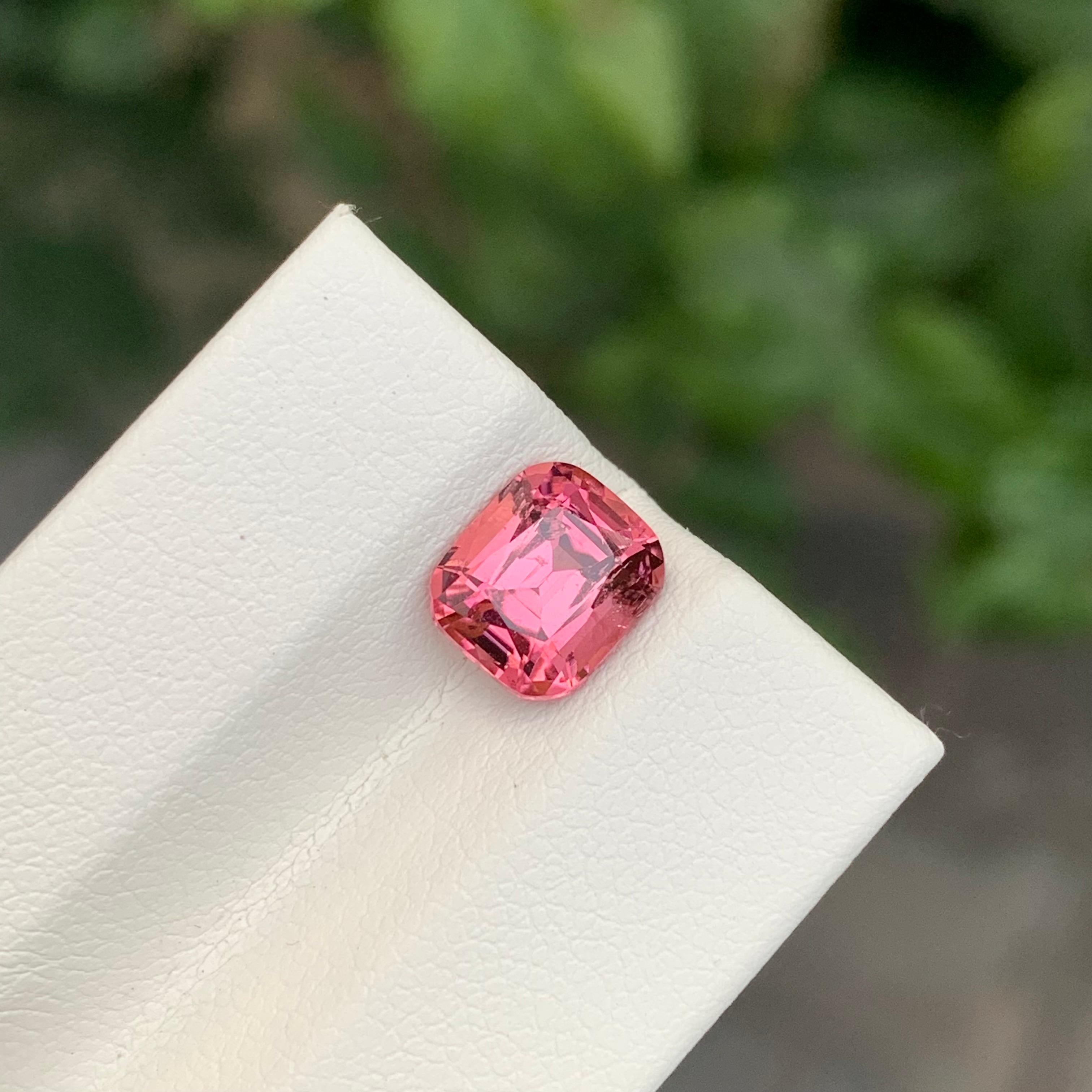 Women's or Men's 1.95 Carat Natural Loose Hot Pink Tourmaline Cushion Shape Gem For Sale