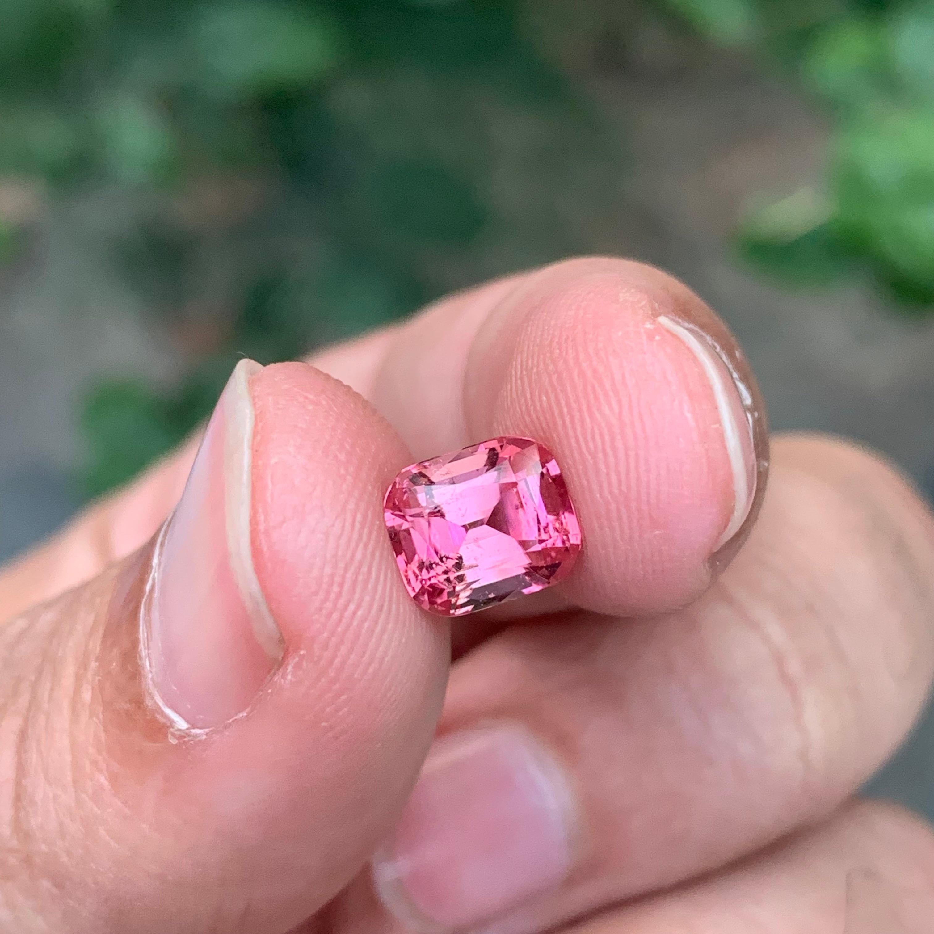 1.95 Carat Natural Loose Hot Pink Tourmaline Cushion Shape Gem For Sale 2