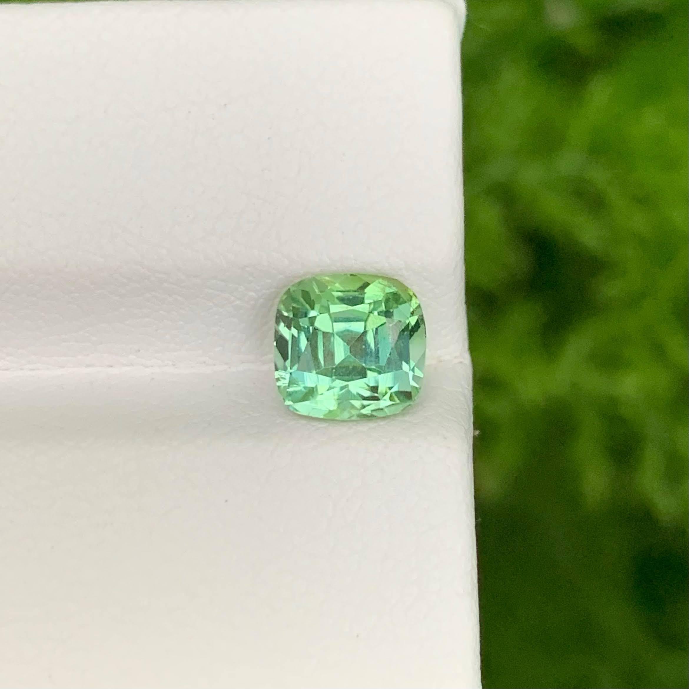 Poids 1,95 carat 
Dimensions 7.1x6.8x6.0mm
Traitement Aucun 
Origine afghane 
Clarté VVS 
Forme Coupe Coussin 





Découvrez l'élégance de cette pierre de 1,95 carat de tourmaline verte en vrac, experte en taille coussin brillante qui rehausse son