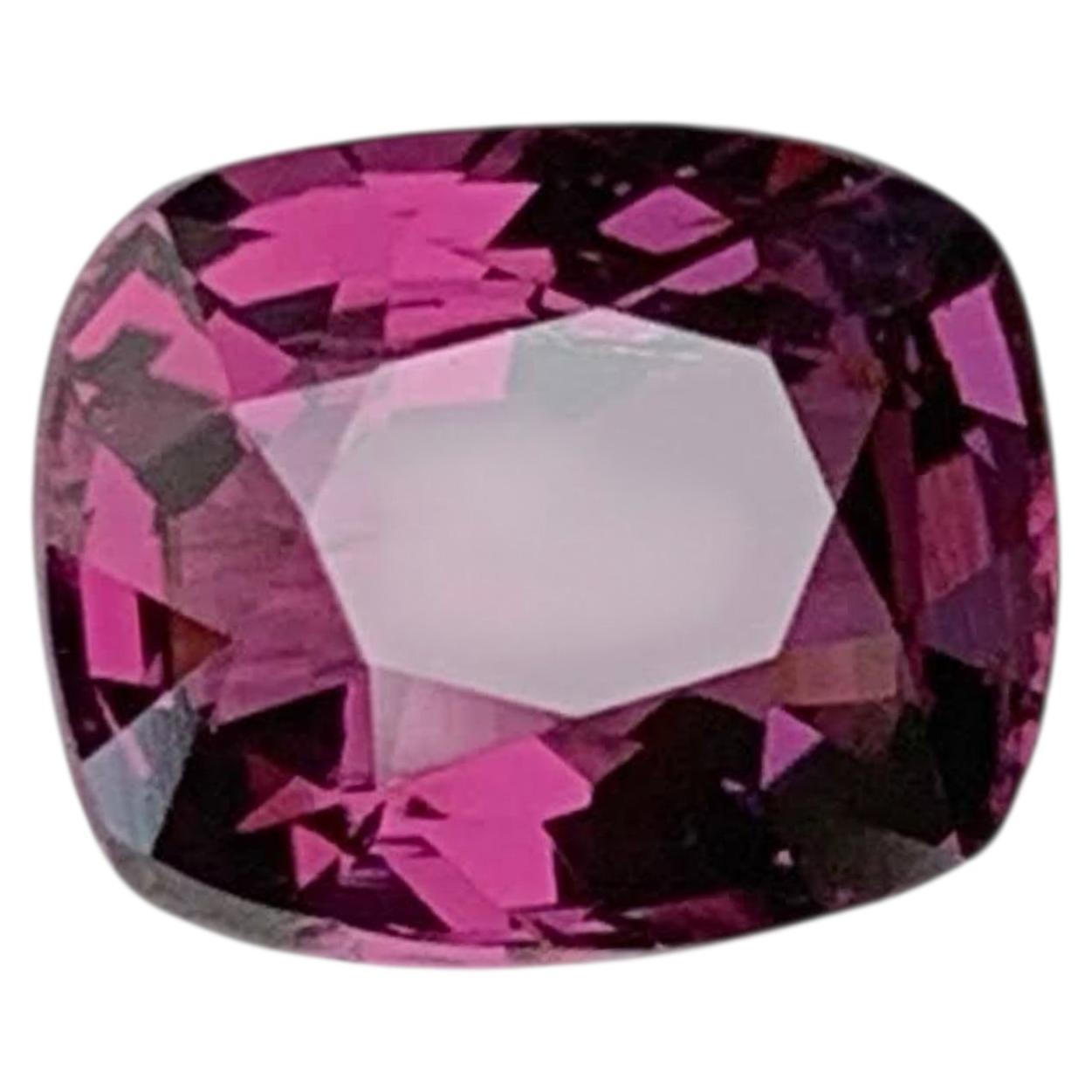 1.95 Carat Natural Loose Purplish Spinel Stone Cushion Cut Burmese Gemstone For Sale