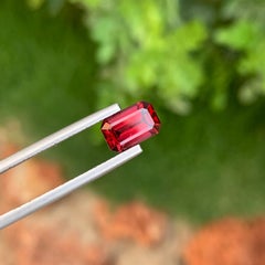1.95 Carat Natural Loose Rhodolite Garnet Emerald Shape Gem From African Mine
