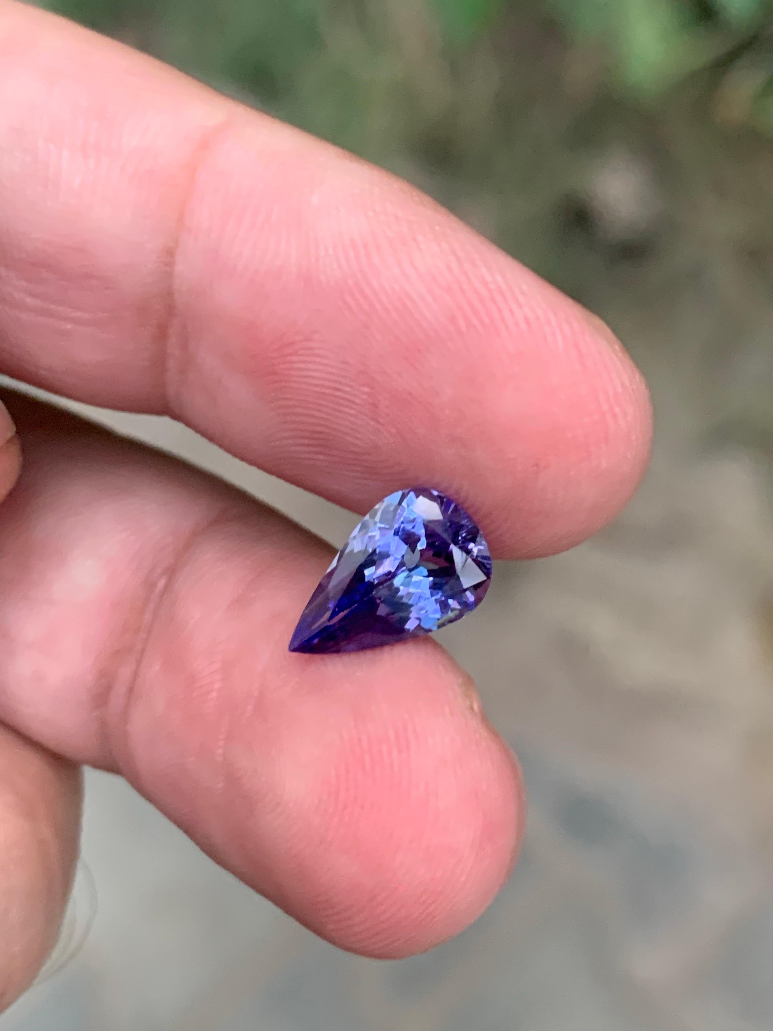 1.95 Carat Natural Loose Tanzanite Pear Shape Gemstone From Tanzania For Sale 6