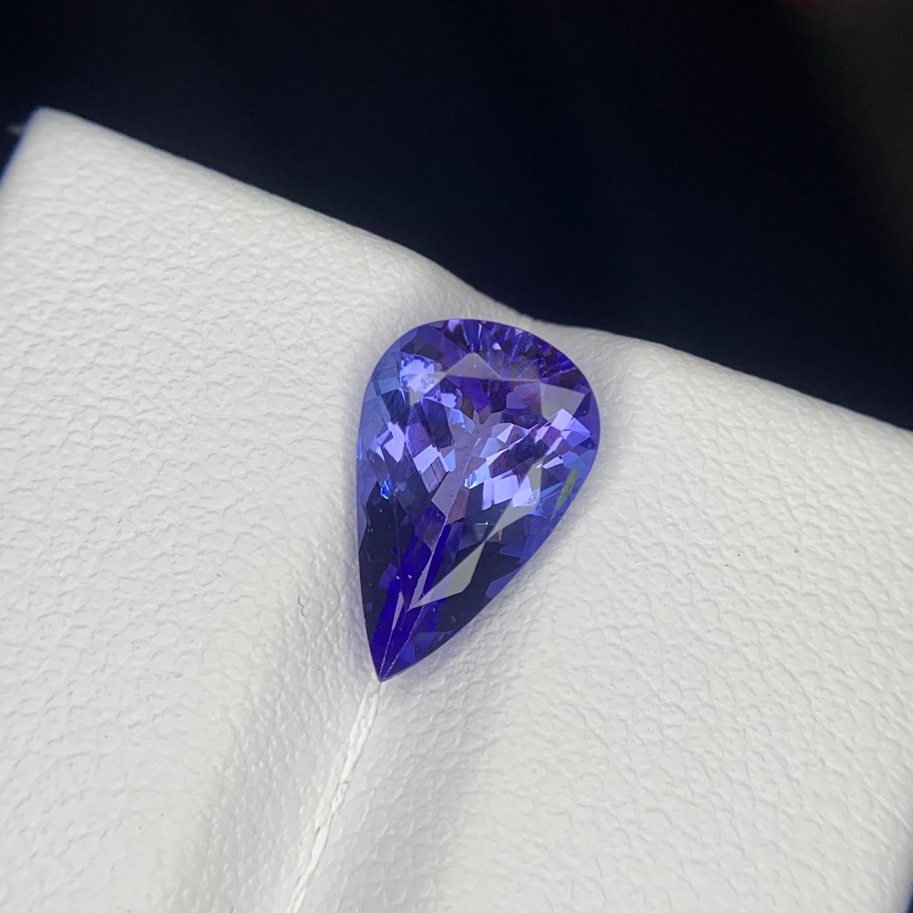 Faceted Tanzanite

Weight: 1.95 Carats
Dimension: 11.1 x 7.1 x 4.5 Mm
Shape: Pear
Color: Purple
Certificate: On Demand
.
Hardness. Tanzanite is a slightly soft stone when compared to Amethyst. When measured on the Mohs Scale, its hardness is around