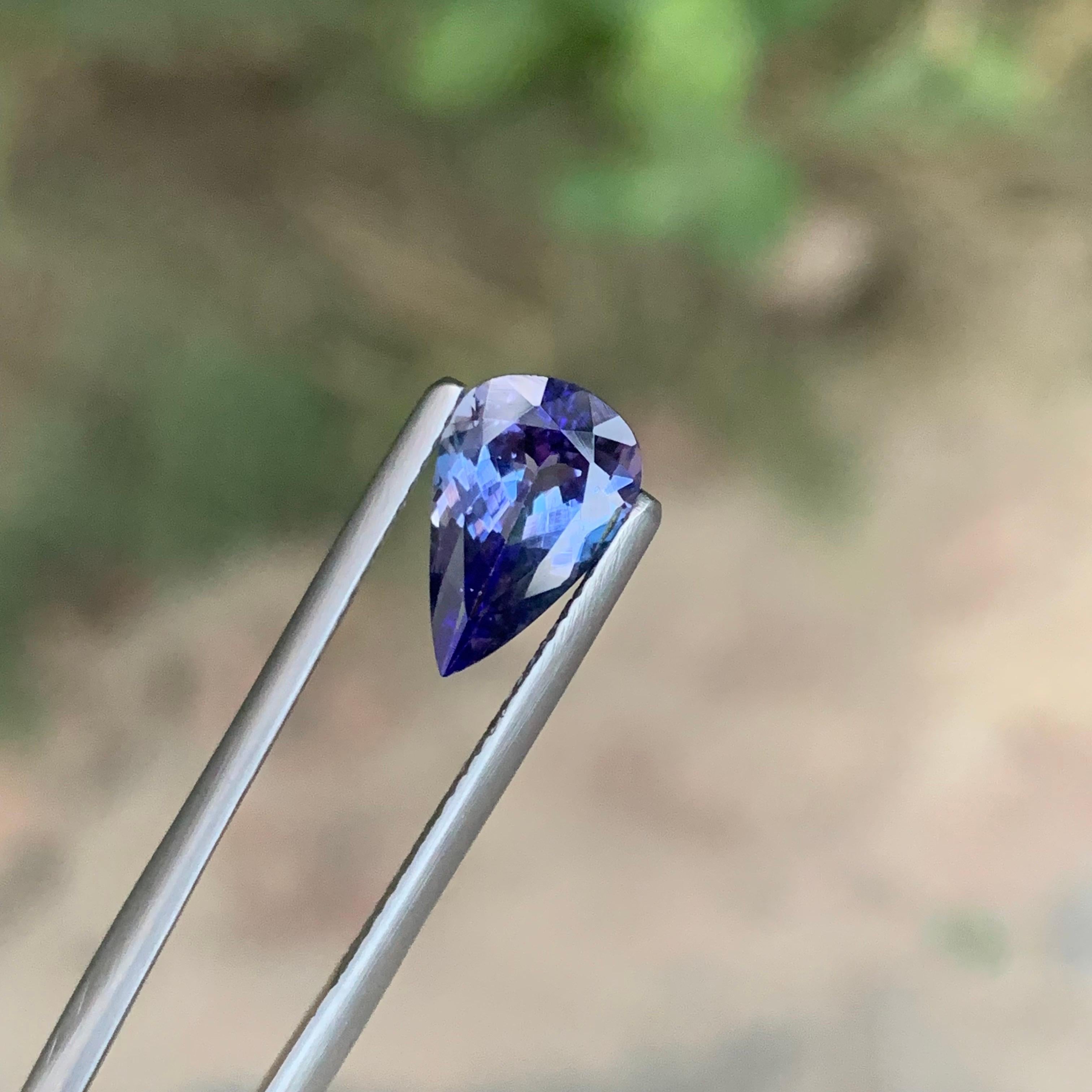 Women's or Men's 1.95 Carat Natural Loose Tanzanite Pear Shape Gemstone From Tanzania For Sale