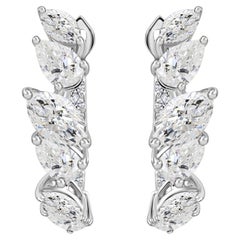 1.95 Carat Natural Marquise Pear Diamond Linear Drop Earrings 18K White Gold