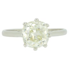 1.95 Carat Old Cushion Cut Diamond Solitaire Ring