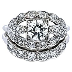 1.95 Carat Old European and Circular Brilliant Diamond Platinum Art Deco Ring