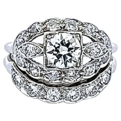 1.95 Carat Old European and Circular Brilliant Diamond Platinum Art Deco Ring