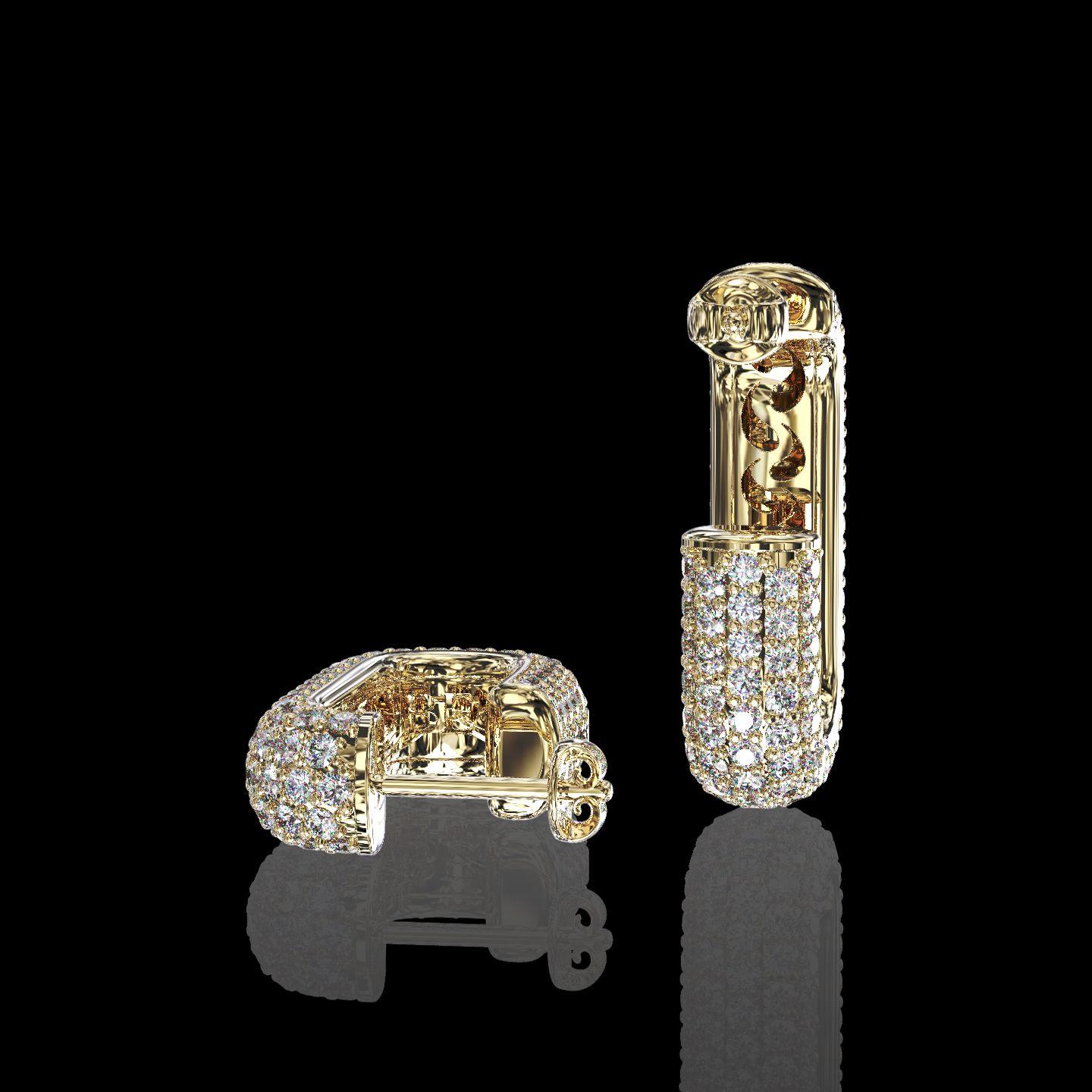 Contemporary 1.95 Carat Pave Set Diamond Earrings For Sale