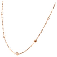 1.95 Carat Round Brown Diamond by the Yard Rose Gold Necklace  