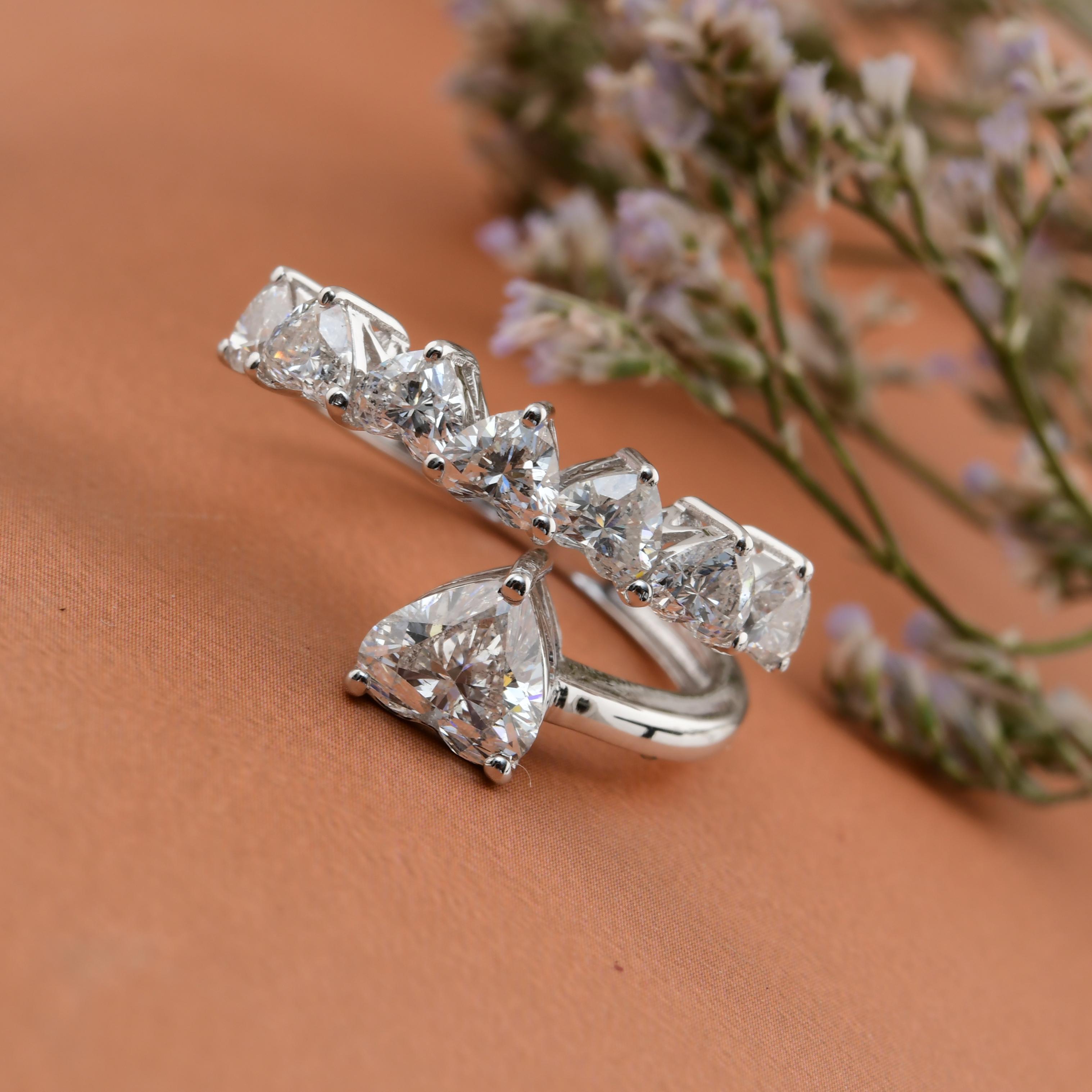 Donna 1,95 carati SI Chiarezza HI Colore Anello con diamante a cuore Gioielli in oro bianco 18 carati in vendita