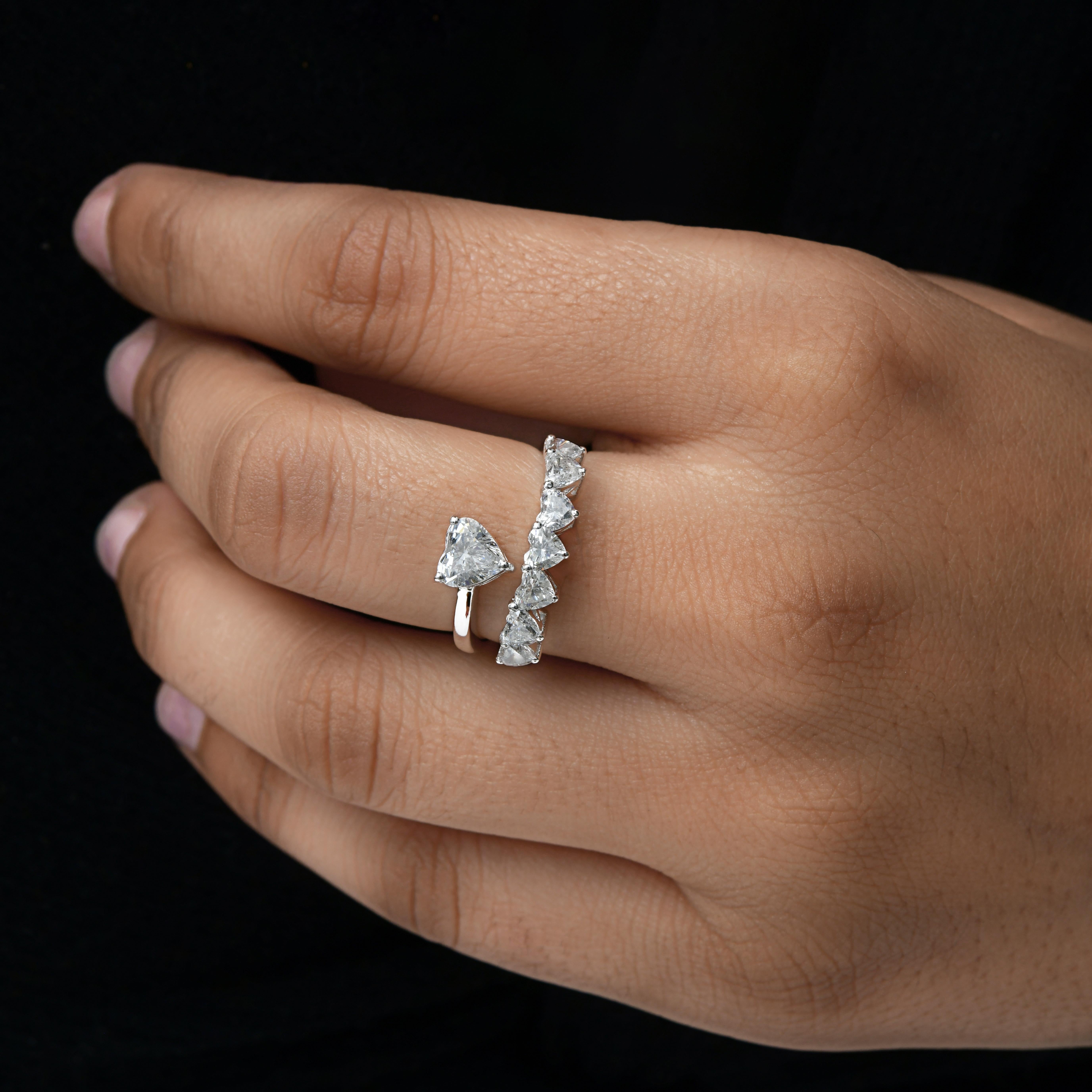 1,95 carati SI Chiarezza HI Colore Anello con diamante a cuore Gioielli in oro bianco 18 carati in vendita 1