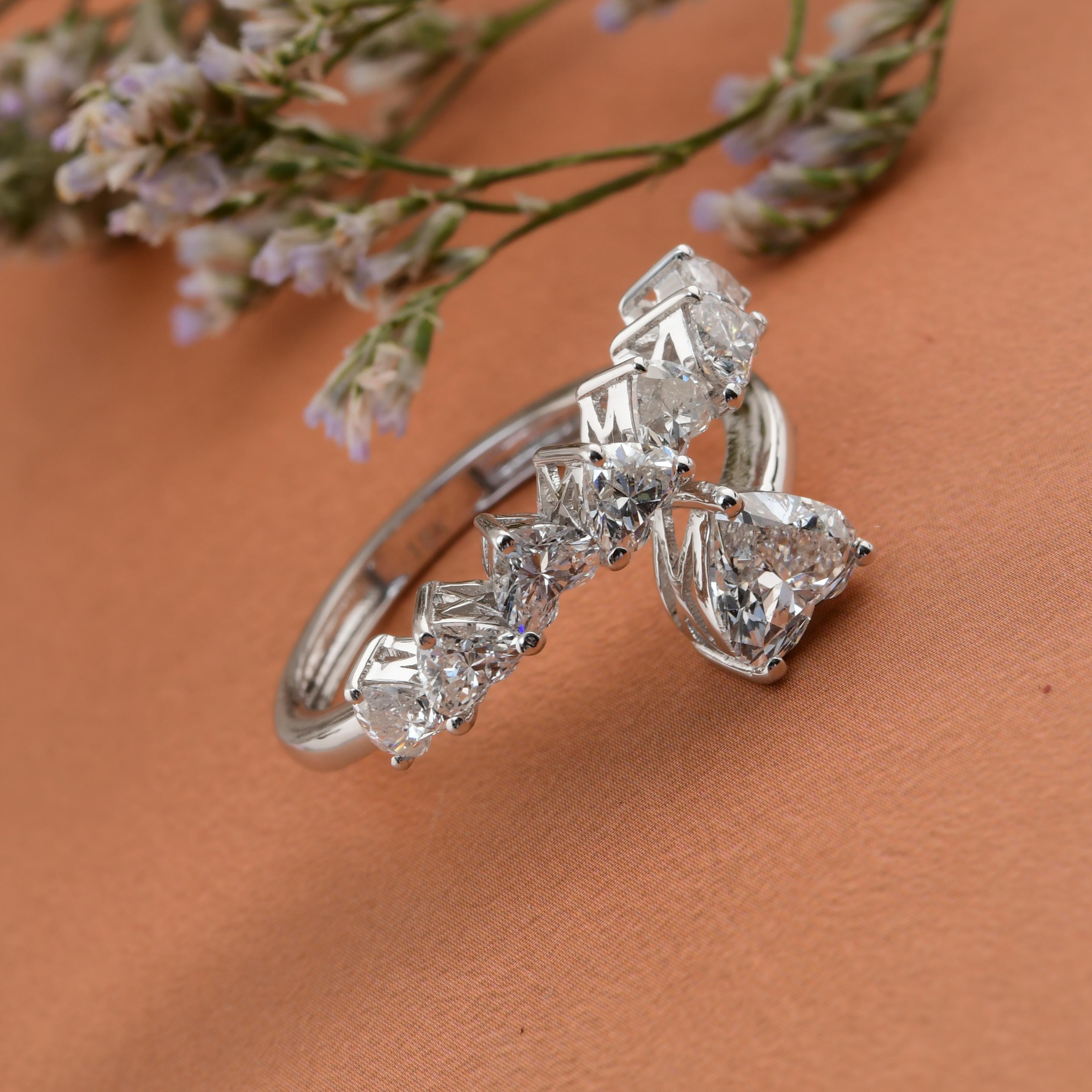 1,95 carati SI Chiarezza HI Colore Anello con diamante a cuore Gioielli in oro bianco 18 carati in vendita 3