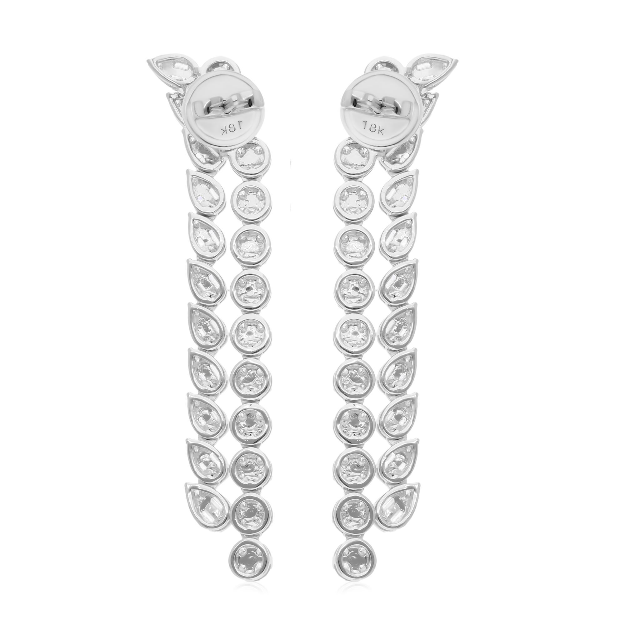 Taille baguette 1.95 Carat SI/H Baguette Round Brilliant Cut Diamond Earrings 18k White Gold en vente