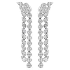 1,95 Karat SI/H Baguette-Diamant-Ohrringe aus 18 Karat Weißgold mit rundem Brillantschliff