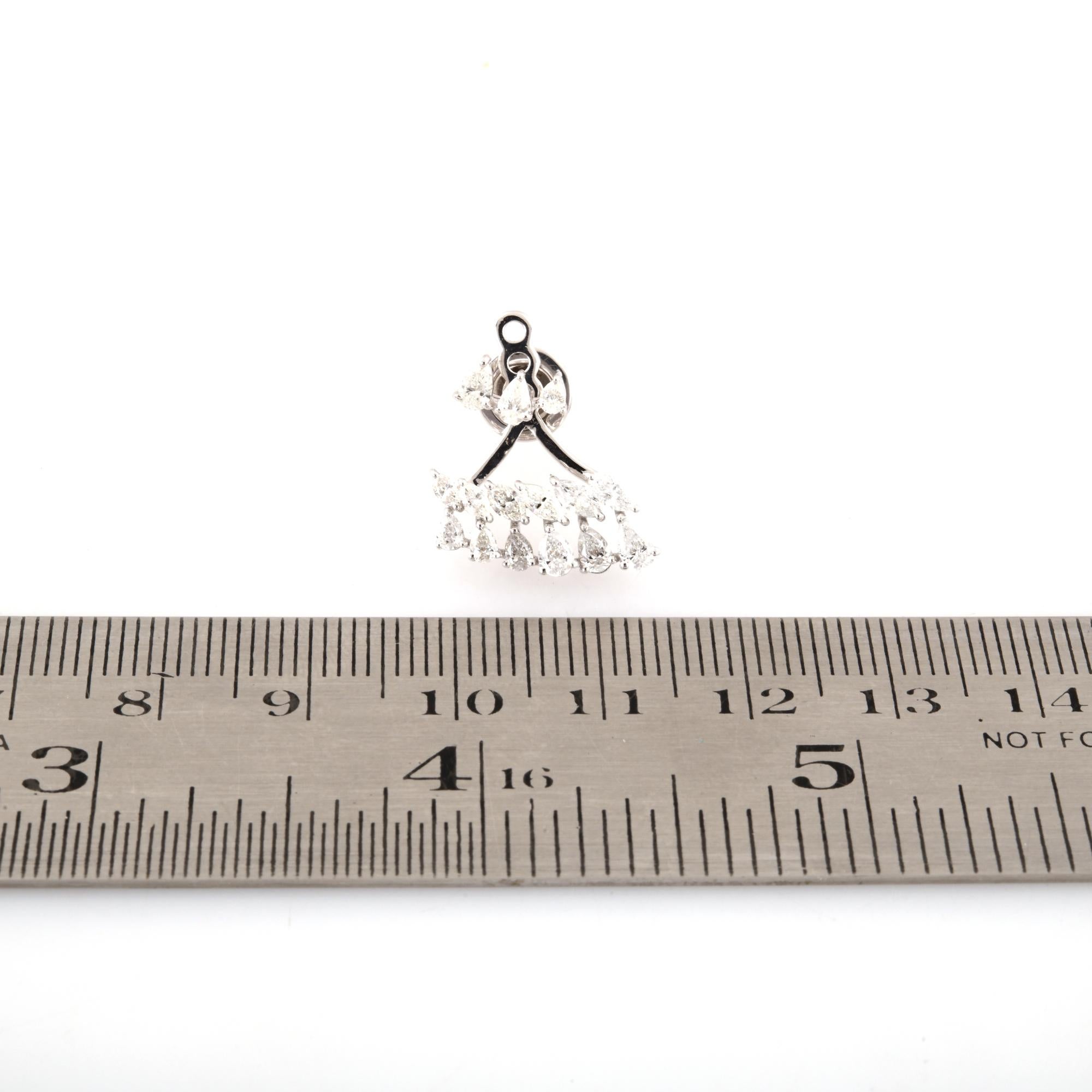 1.95 Carat SI/H Pear Marquise Diamond Jacket Earrings 14k White Gold Jewelry In New Condition For Sale In Diera, Dubai