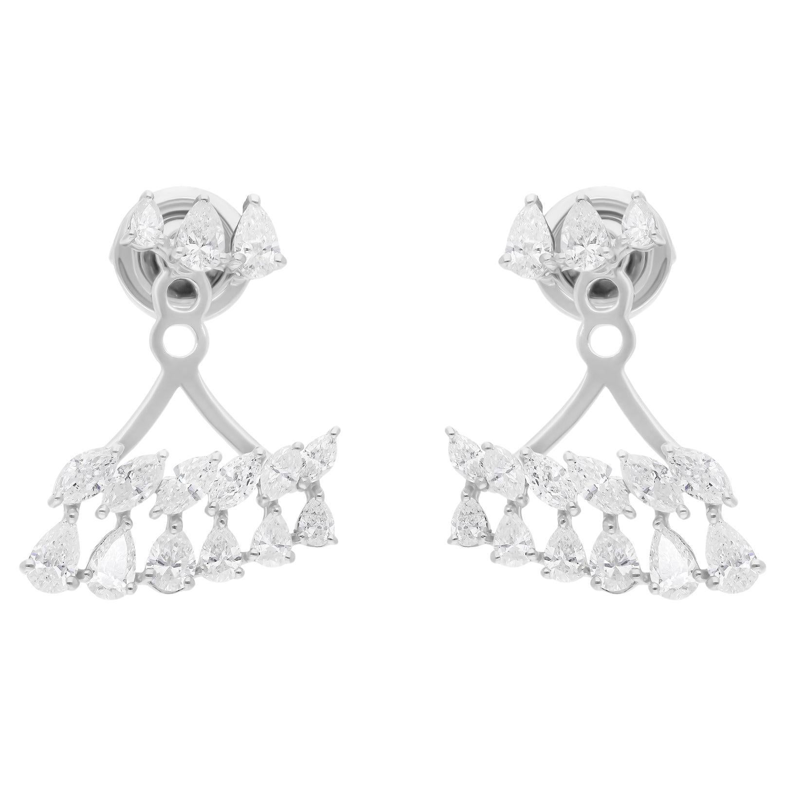1,95 quilates SI/H Pera Marquesa Pendientes Chaqueta de Diamantes Joyas de oro blanco de 18k en venta