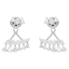 1.95 Carat SI/H Pear Marquise Diamond Jacket Earrings 18k White Gold Jewelry