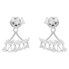 1,95 quilates SI/H Pera Marquesa Pendientes Chaqueta de Diamantes Joyas de oro blanco de 18k