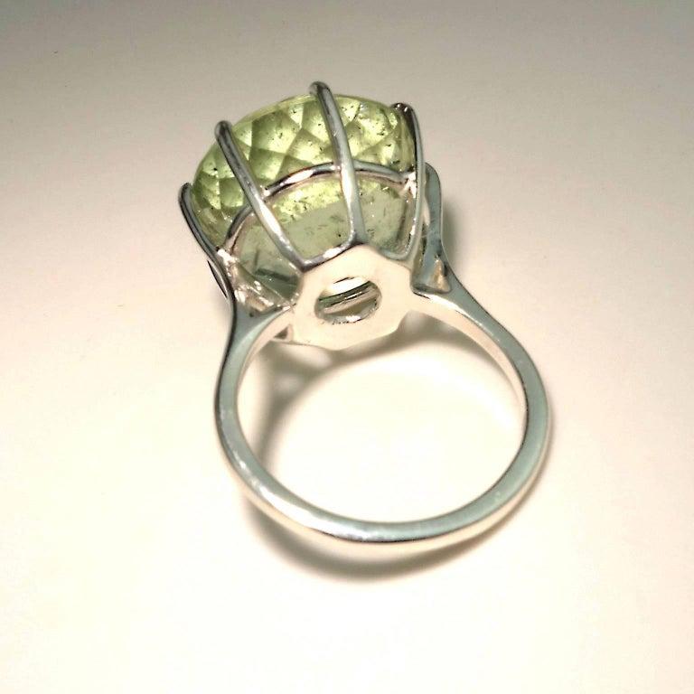 Gemjunky 19.5 Carat Sparkling Green Beryl in Sterling Silver Cocktail Ring In New Condition In Raleigh, NC