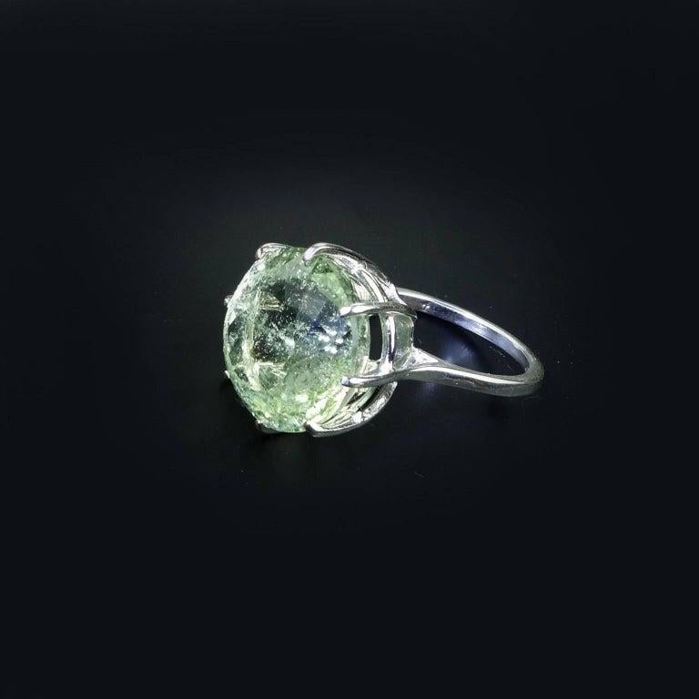 Gemjunky 19.5 Carat Sparkling Green Beryl in Sterling Silver Cocktail Ring 1