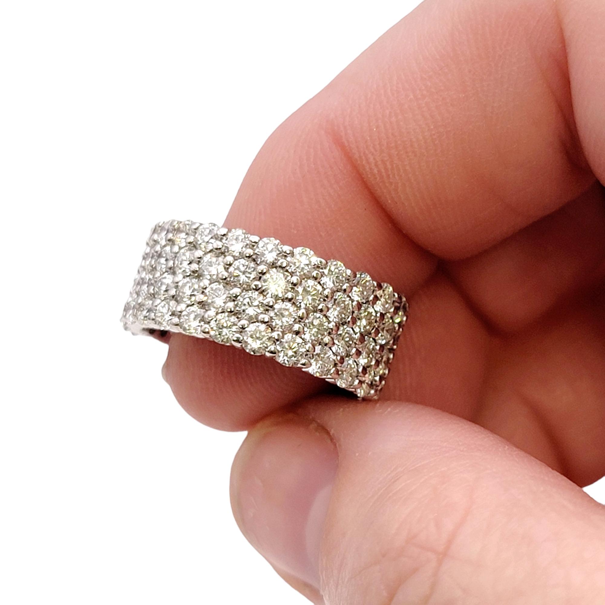 1.95 Carat Total Four-Row Pave Diamond Semi-Eternity Band Ring in White Gold For Sale 5