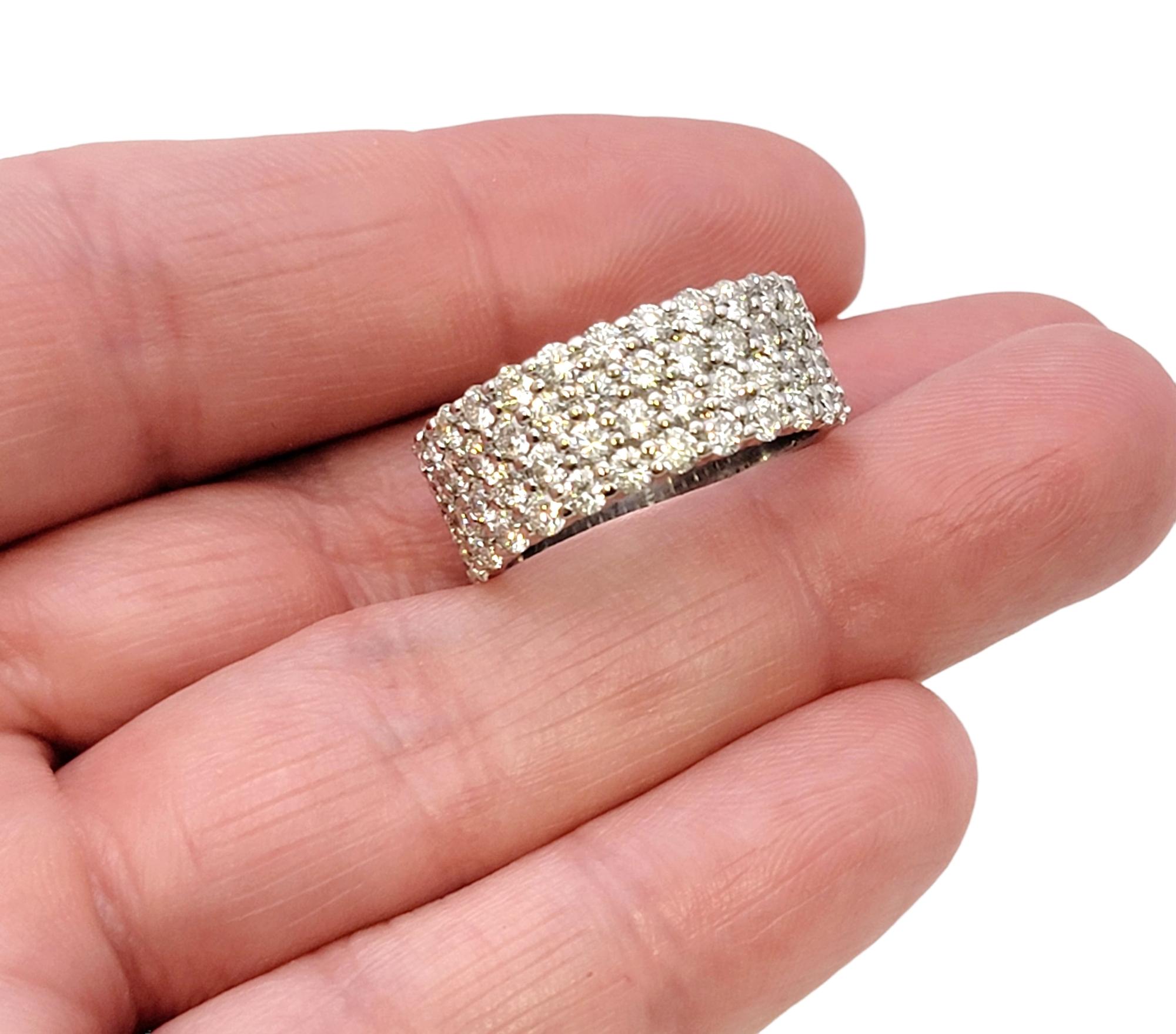 1.95 Carat Total Four-Row Pave Diamond Semi-Eternity Band Ring in White Gold For Sale 6