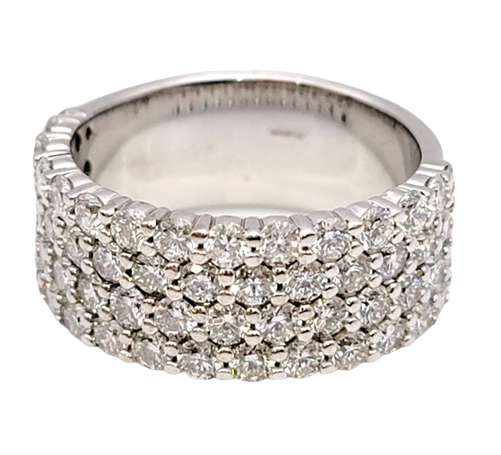 1.95 Carat Total Four-Row Pave Diamond Semi-Eternity Band Ring in White Gold In Good Condition For Sale In Scottsdale, AZ