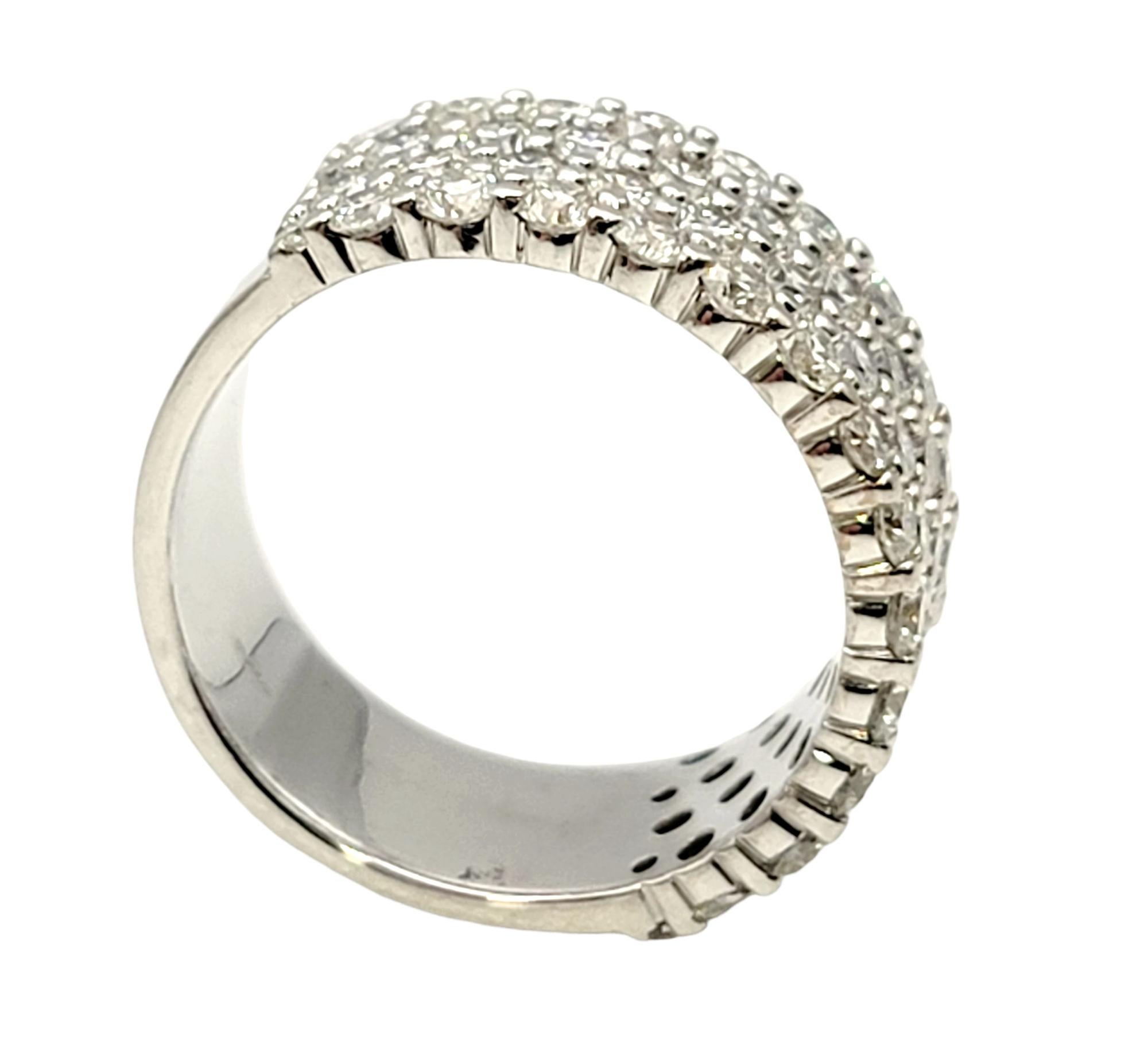 Women's 1.95 Carat Total Four-Row Pave Diamond Semi-Eternity Band Ring in White Gold For Sale
