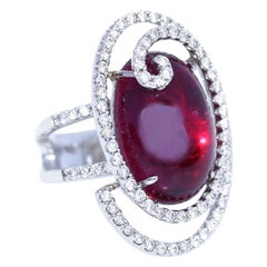 19.5 Carat Tourmaline Diamonds Modern White Gold 18 Karat Cocktail Ring, 2010