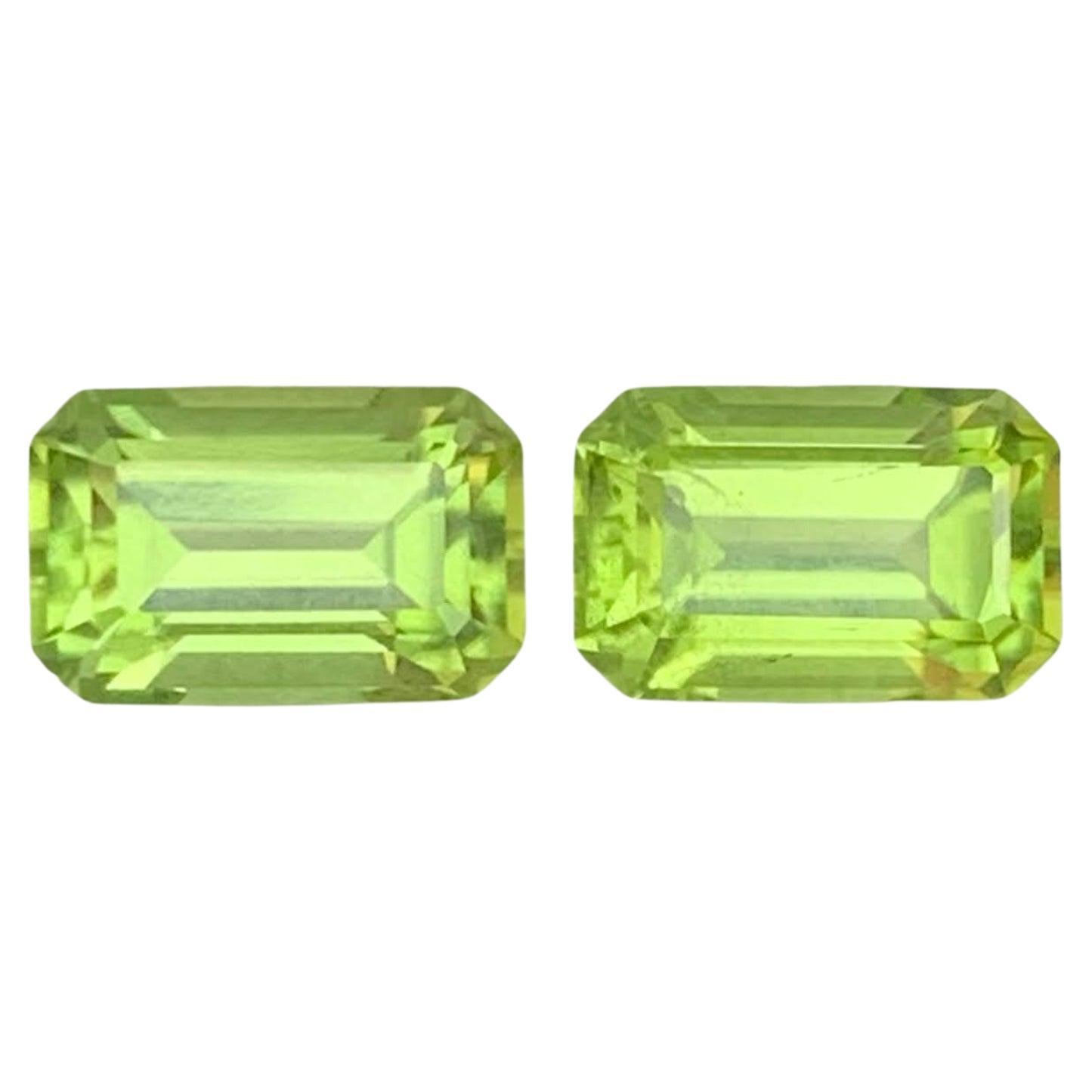 1.95 carats Bright Green Peridot Pair Emerald Cut Natural Pakistani Gemstone