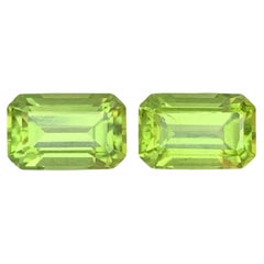 1.95 carats Bright Green Peridot Pair Emerald Cut Natural Pakistani Gemstone