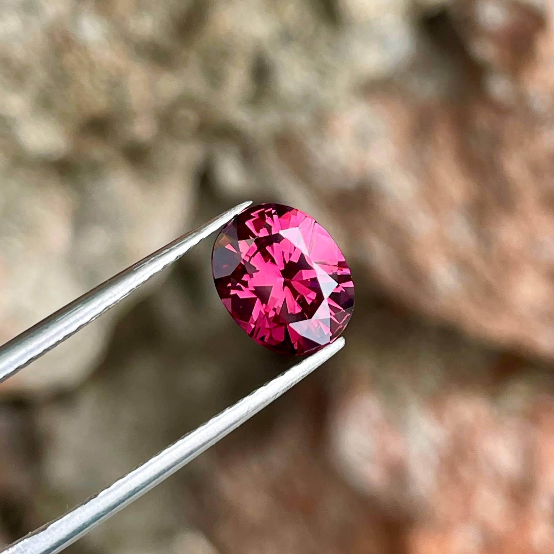 Weight 1.95 carats 
Dimensions 8.65x6.94x4.41 mm 
Treatment none 
Origin Madagascar
Clarity Vvs 
Shape oval 
Cut fancy oval 




The Deep Pink Garnet Stone is a radiant gem of exquisite beauty, boasting a weighty 1.95 carats. Cut into a mesmerizing