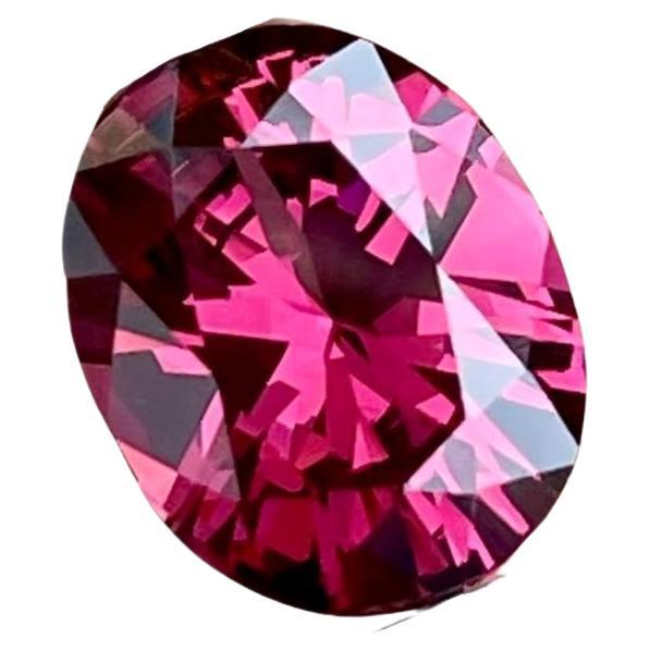 1.95 Carats Deep Pink Garnet Stone Oval Cut Natural Tanzanian Gemstone For Sale