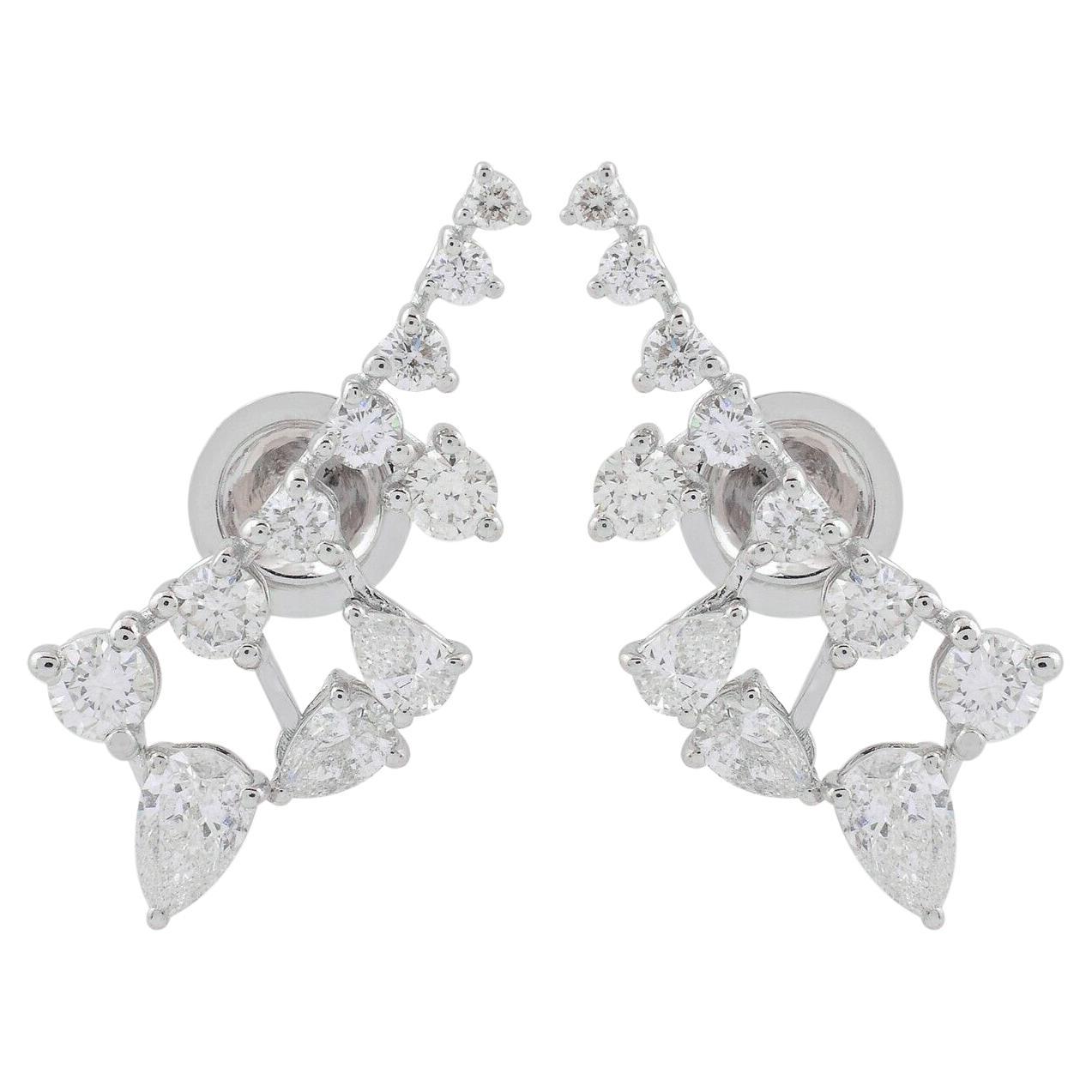 1.95 Carats Diamond 14 Karat Gold Stud Earrings
