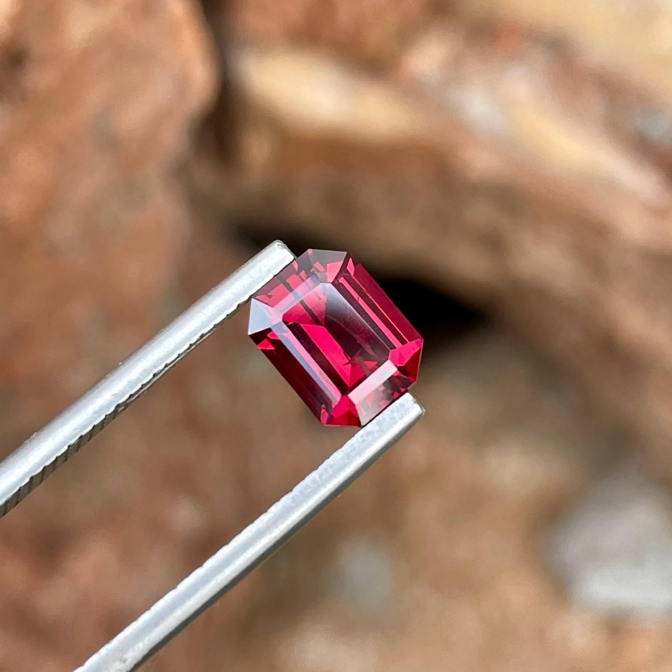 Weight 1.95 carats 
Dimensions 8.15x6.20x4.2 mm
Treatment none 
Origin Africa 
Clarity VVS
Shape octagon 
Cut emerald 




The 1.95 carats Bright Red Garnet Stone is a mesmerizing example of natural African gemstone beauty. Cut in the elegant