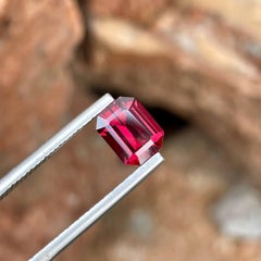 1.95 Carats Natural Loose Bright Red Garnet Stone Emerald Cut African Gemstone