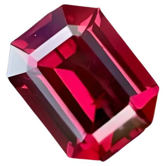  1.95 Carats Loose Bright Red Garnet Stone Emerald Cut Natural African Gemstone