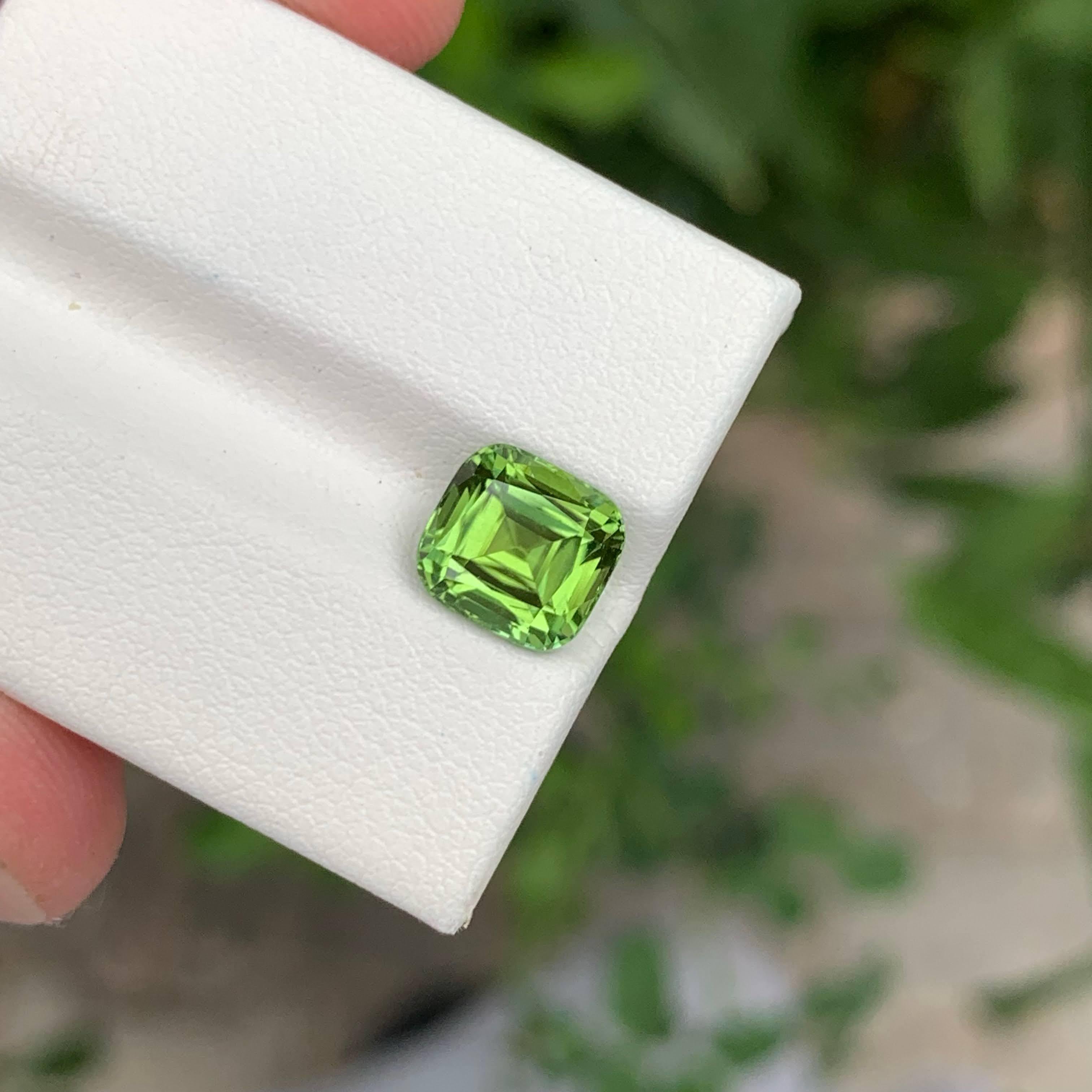 1.95 carats Mint Green Tourmaline Stone Cushion Cut Afghan Gemstone For Sale 1