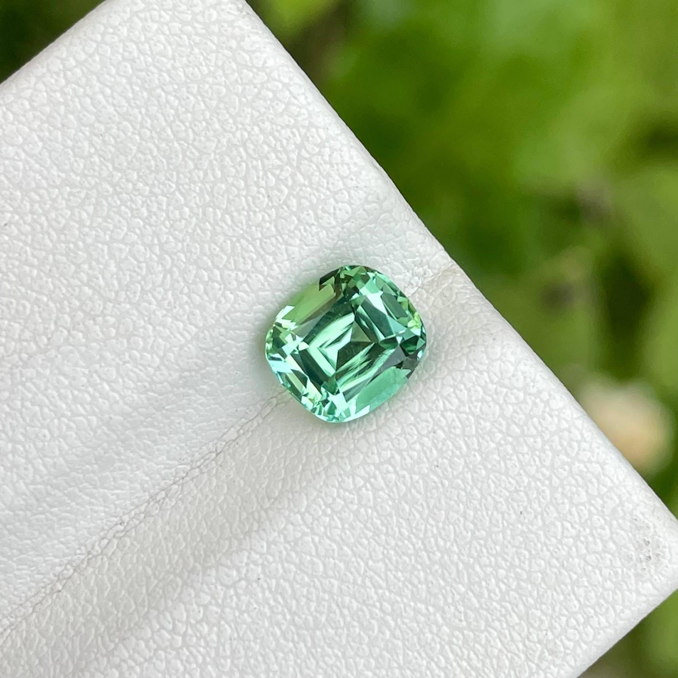 Gewicht 1,95 Karat 
Abmessungen 7,7x7,0x5,2 mm
Behandlung keine 
Herkunft Afghanistan 
Klarheit Auge sauber 
Kissen formen 
Fancy Kissen schneiden 



Der 1.95 Karat schwere Sea Form Turmalin, ein Edelstein im Kissenschliff, der aus den berühmten