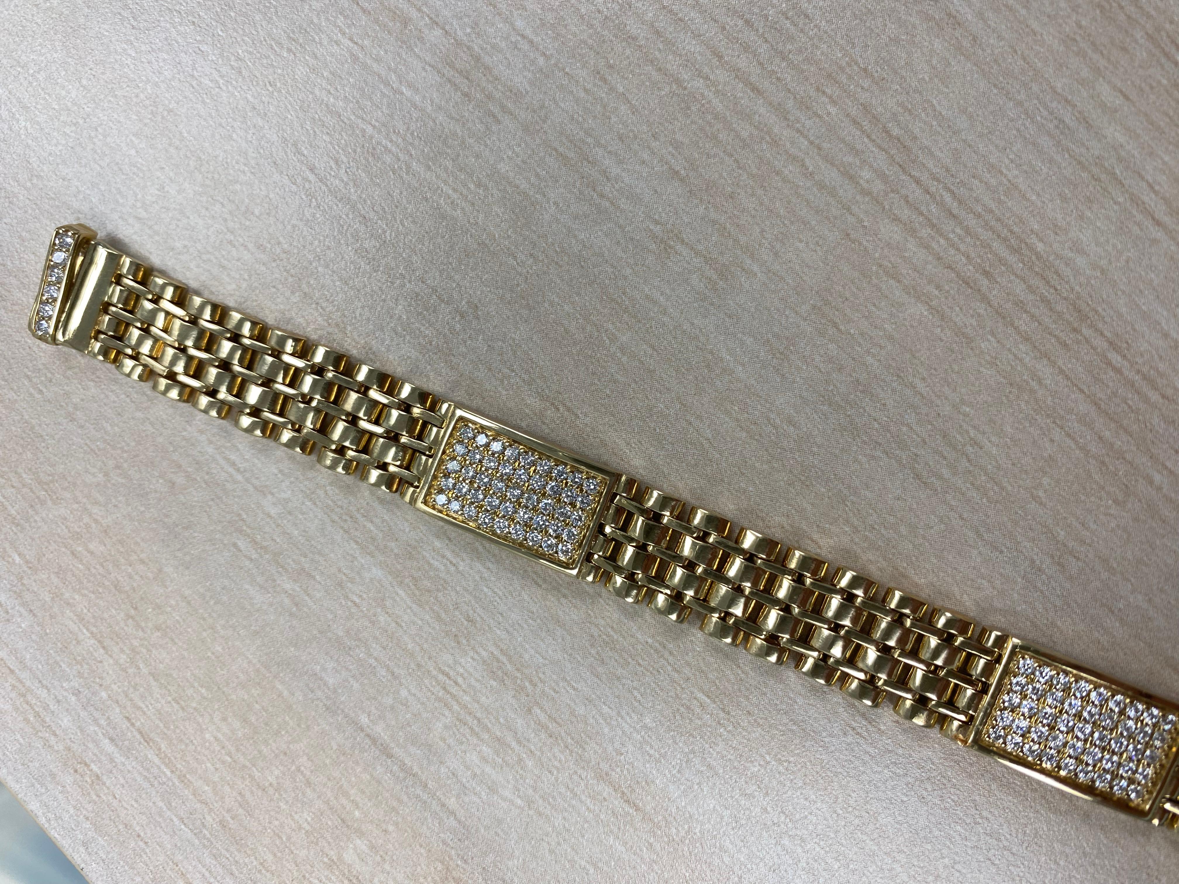 1.95 CT ID Diamond Rolex Style Links Men's Bracelet 14k Yellow Gold 42.4 g 8.5'' For Sale 1