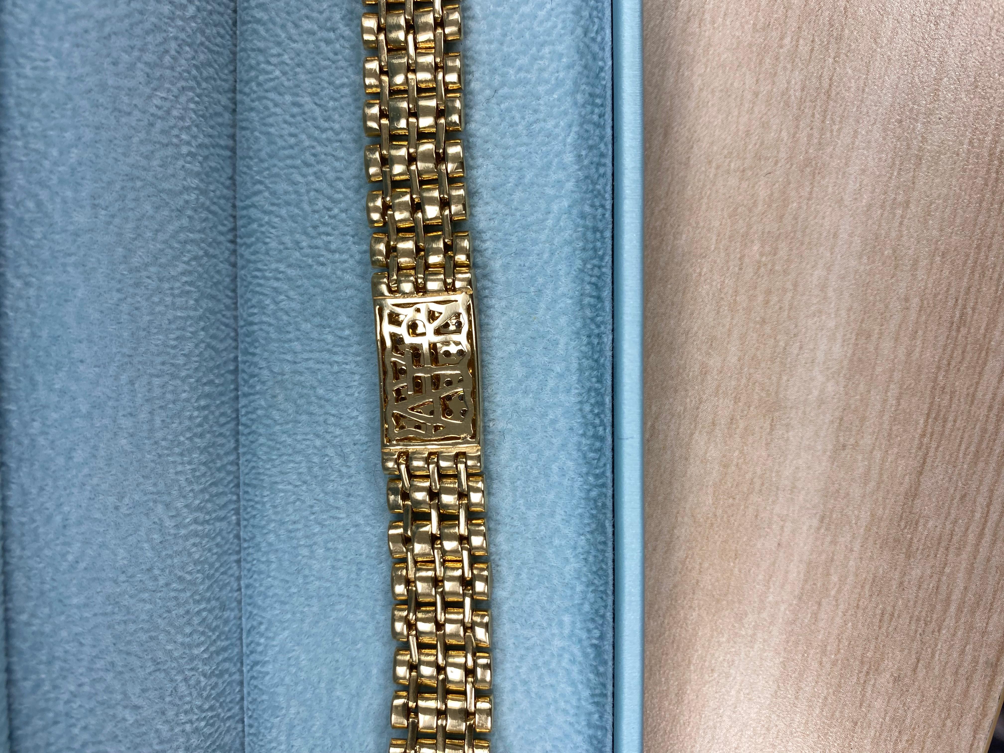1.95 CT ID Diamond Rolex Style Links Men's Bracelet 14k Yellow Gold 42.4 g 8.5'' For Sale 2