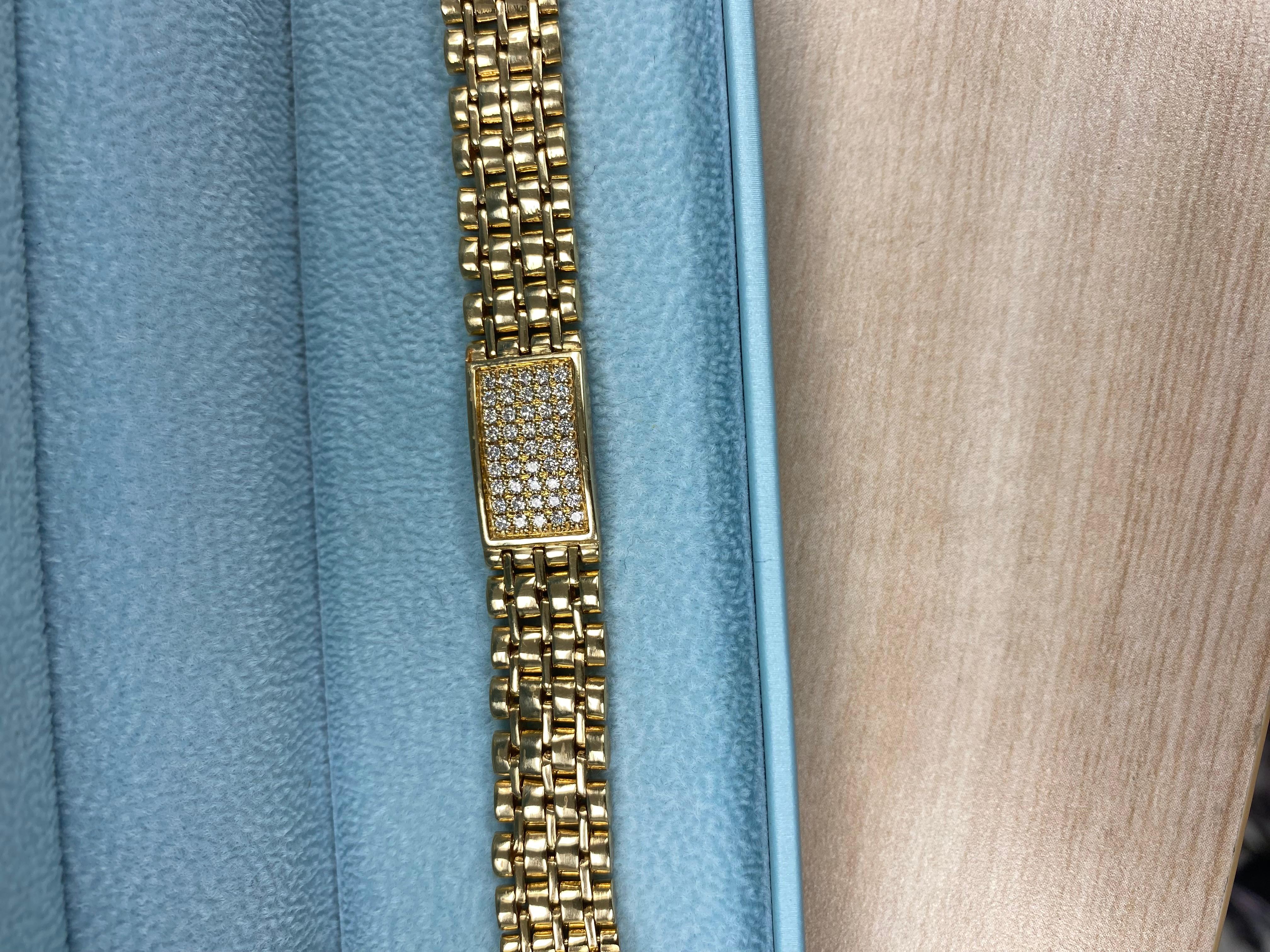 1.95 CT ID Diamond Rolex Style Links Men's Bracelet 14k Yellow Gold 42.4 g 8.5'' For Sale 4