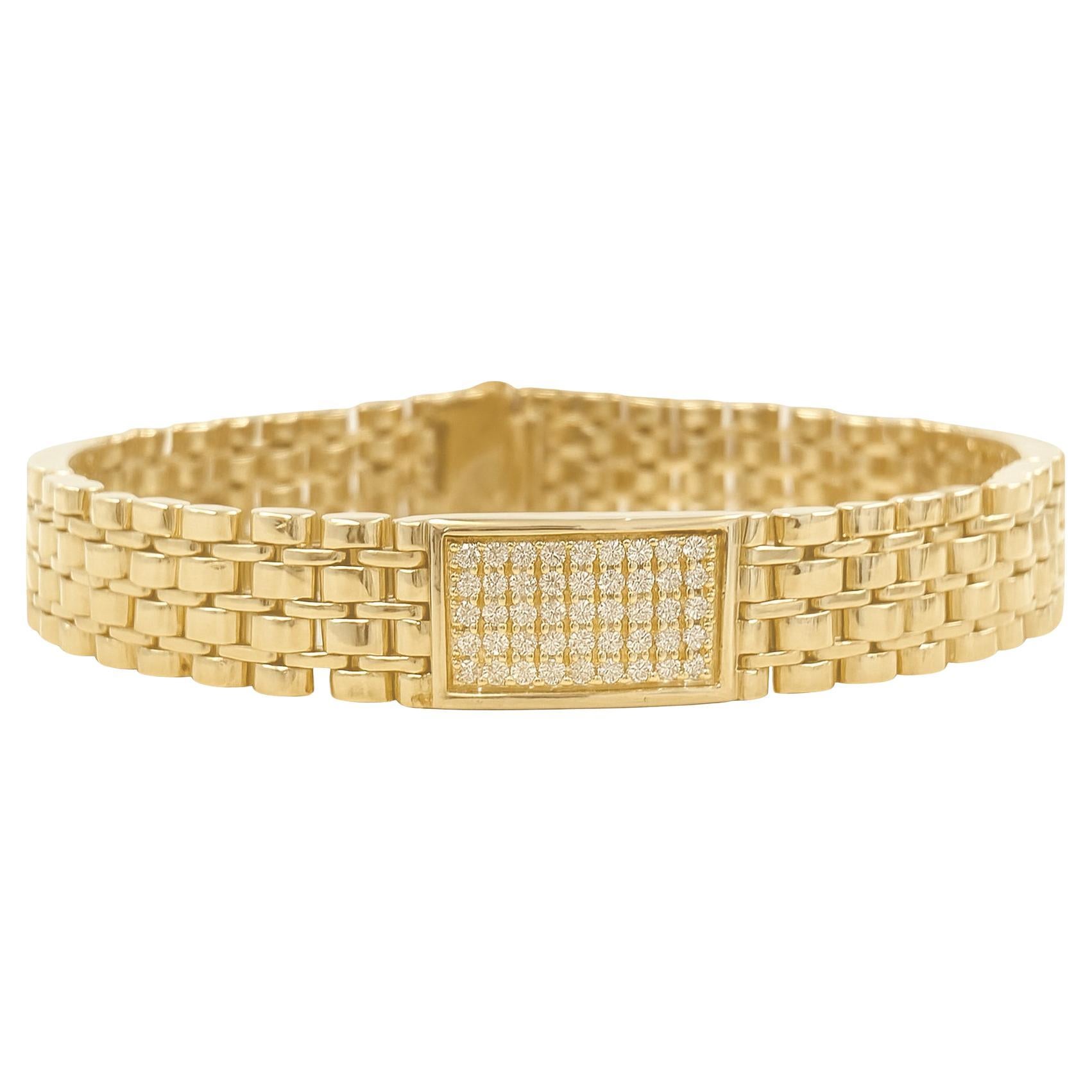 1.95 CT ID Diamond Rolex Style Links Bracelet pour homme en or jaune 14k 42.4 g 8.5